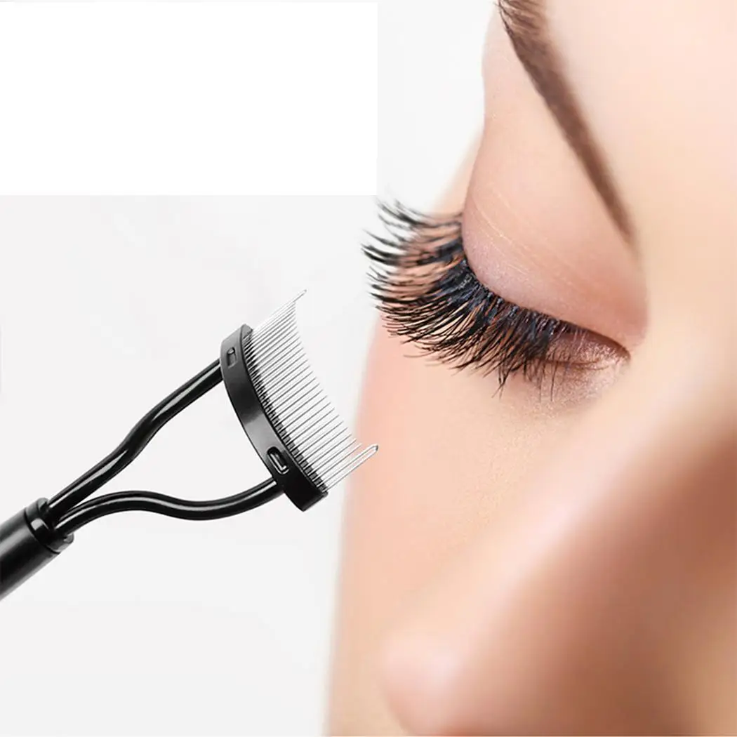 

Eyelash Comb Lash Separator Curl Metal Black Brush Beauty Stainless Steel Makeup Tool Plastic