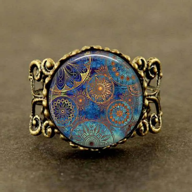 

Blue Mandala Spiritual Healing Yoga ring Jewelry friends gift vintage antique charms vintage 2017 doctor who