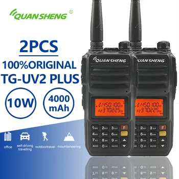 2pcs QuanSheng TG-UV2 Plus Walkie Talkie 10km 10W 4000mAh Ham Radio Uhf Vhf Radio Ham Hf Transceiver CB Radio TG UV2 2 Way Radio аксессуары для переговорных устройств rh771 uv tg uv2