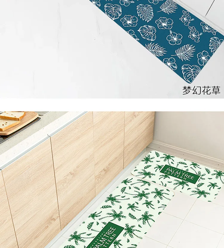 Кухонный коврик из ПВХ, напечатанный кухонный коврик для пола, мультяшный принт, легкая чистка, водонепроницаемый коврик для ванной, противоскользящие напольные ковры