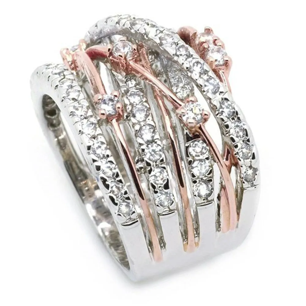 Мода крест X дизайн цветовое разделительное кольцо геометрический Кристалл Циркон 925 серебро свадебные кольца для женщин ювелирные изделия anel