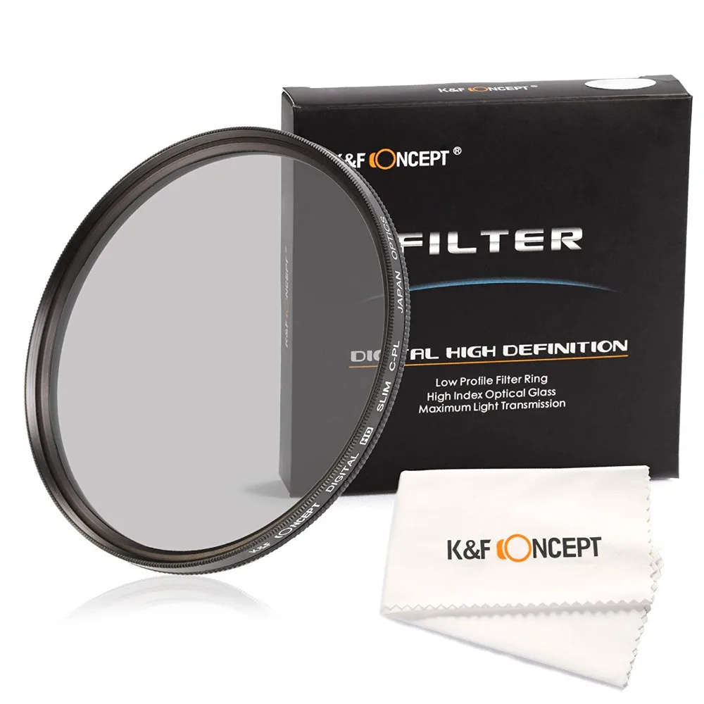 K& F Concept поляризационный фильтр 37/40. 5/43/49/52/55/58/62/72 82 мм супер тонкий с многослойным просветлением Стекло поляризационный фильтр CPL для цифровой зеркальной камеры Canon Nikon DSLR Камера
