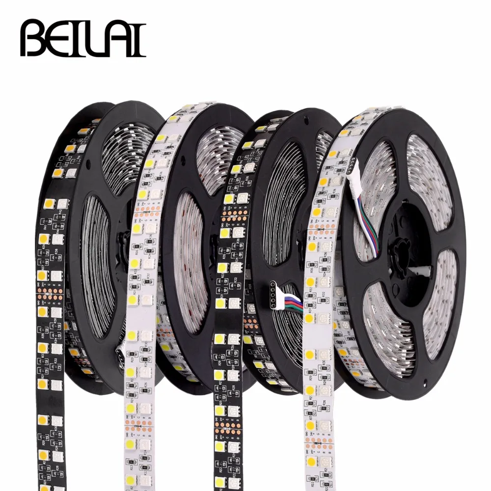 #Best DC 24V RGB LED Strip Waterproof 5050 120LEDs m Double Row Black PCB White PCB RGBWW RGBW LED Light Strip Flexible Neon Tape Luz