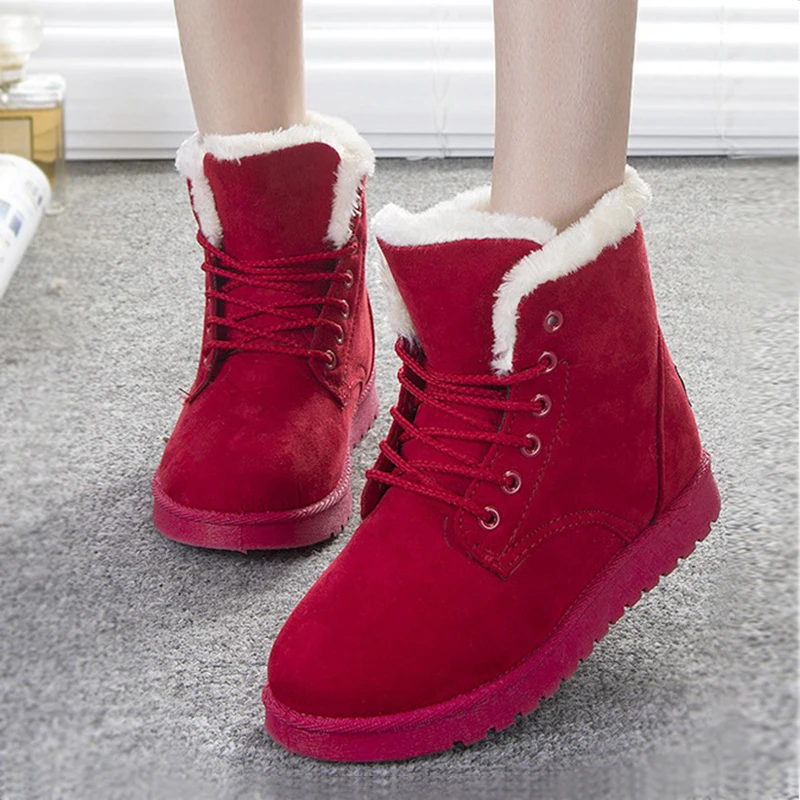 Mujeres de moda Botas Botas Mujer Zapatos de Invierno de Las Mujeres Botas 2016 Botines de Caliente Zapatos de Invierno Negro Rojo - AliExpress