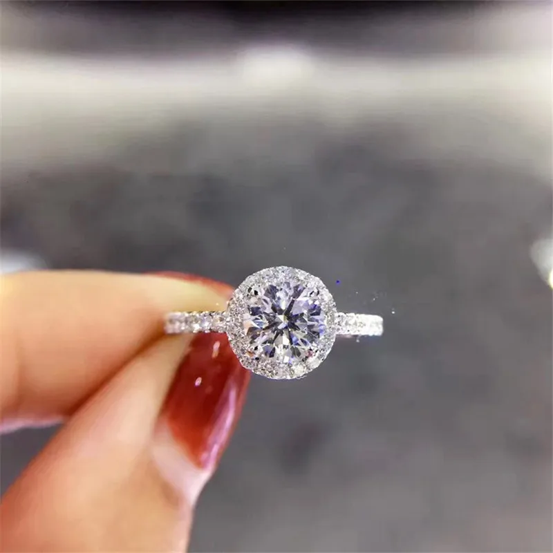 CC 925 Silver Rings For Women Cubic Zirconia Round Stone Bridal Wedding Engagement Ring Fashion Jewelry Drop Shipping CC583
