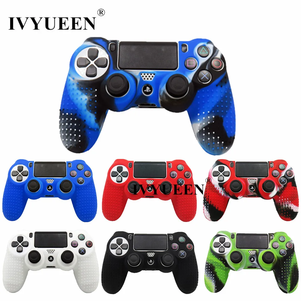IVYUEEN Anti-slip Silicone Case Skin for PlayStation 4 PS4 Pro Slim Controller Cover with Thumb Stick Grips Caps for Dualshock 4 IVYUEEN Anti-slip Silicone Case Skin for PlayStation 4 PS4 Pro Slim Controller Cover with Thumb Stick Grips Caps for Dualshock 4