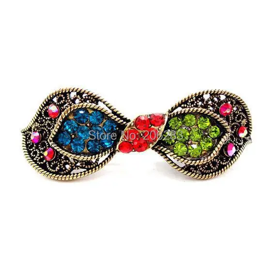 

Bohemia Vintage Retro style crystal women Barrettes bowknot hairpin B1283
