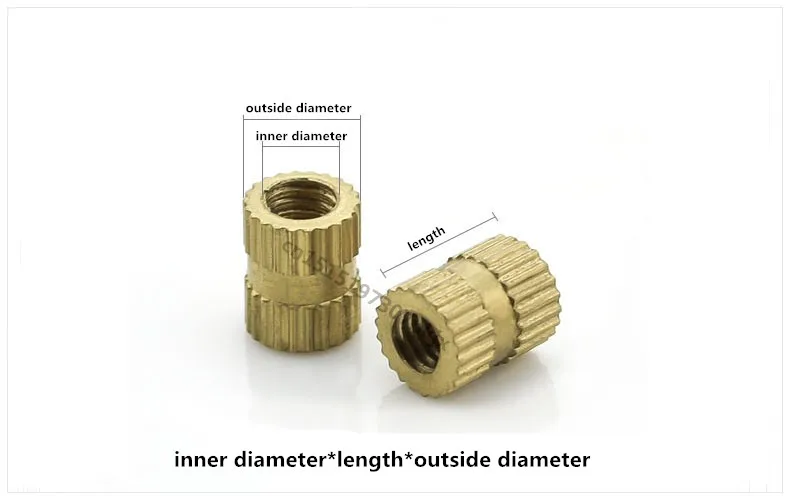 500 шт./лот Латунь Knurl Гайки M2.5 * 6 мм (l) * 3.5 мм (диаметр) метрической резьбой Гайки Вставить круглый Форма встроенный через отверстие гайки