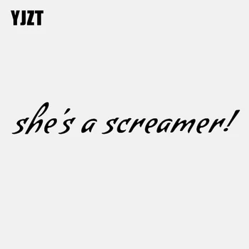 

YJZT 17.5CM*2.5CM Fashion Shes A Screamer Vinyl Letters Car Window Sticker Decal Black Silver C11-1524