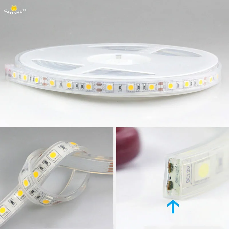 IP30/65/68 SMD5050 светодиодный светильник полосы цветная(RGB) светодиодная лента трубка Водонепроницаемый ламп/на открытом воздухе дома Рождественский Декор 12V Светодиодные полосы светильник 60 светодиодов/m