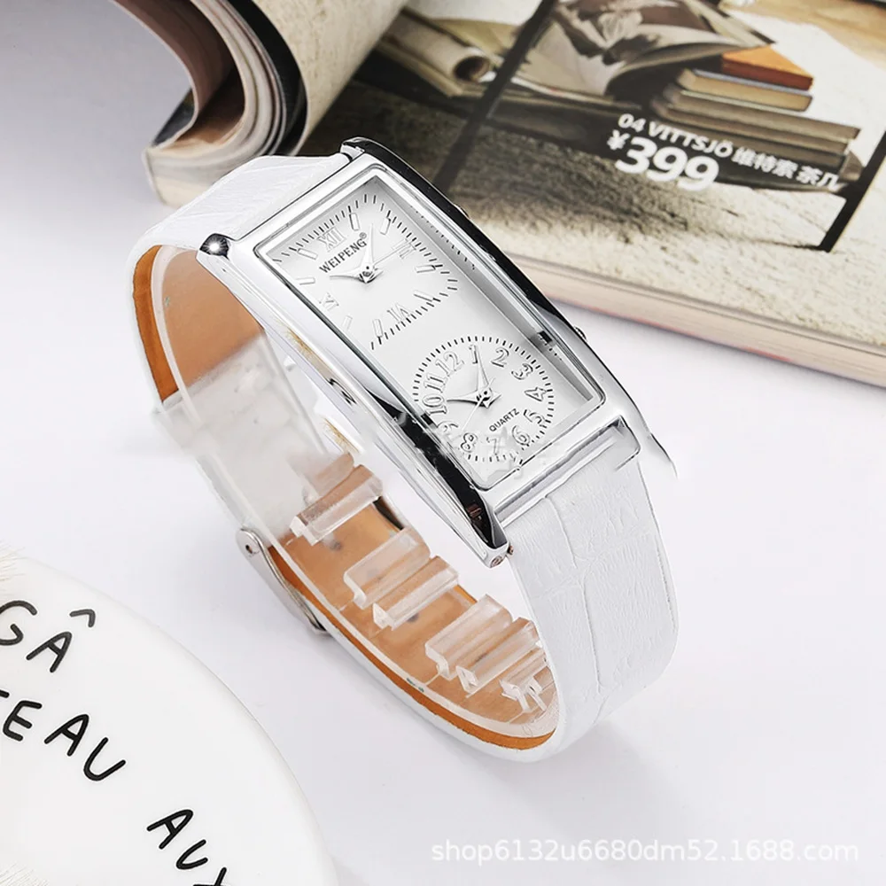 Женские Модные кварцевые часы ретро кожаный ремень мужские с двойным часовым