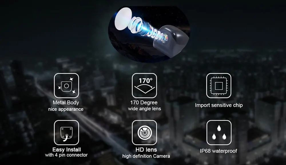 Автомобильная камера заднего вида монитор парковки заднего вида 170 градусов Универсальная автомобильная камера ночного видения HD CCD