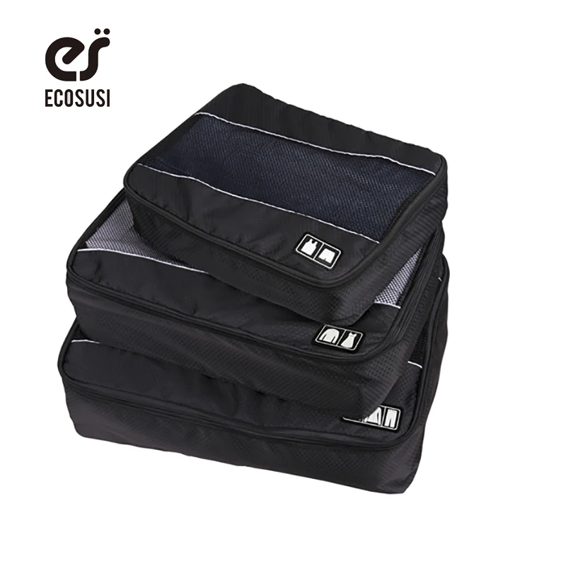 

ECOSUSI 3pcs Packing Cubes Travel Bag Home Use Storage Bag Single Compartment Women's Or Men's Travel Bags Clothing Bags