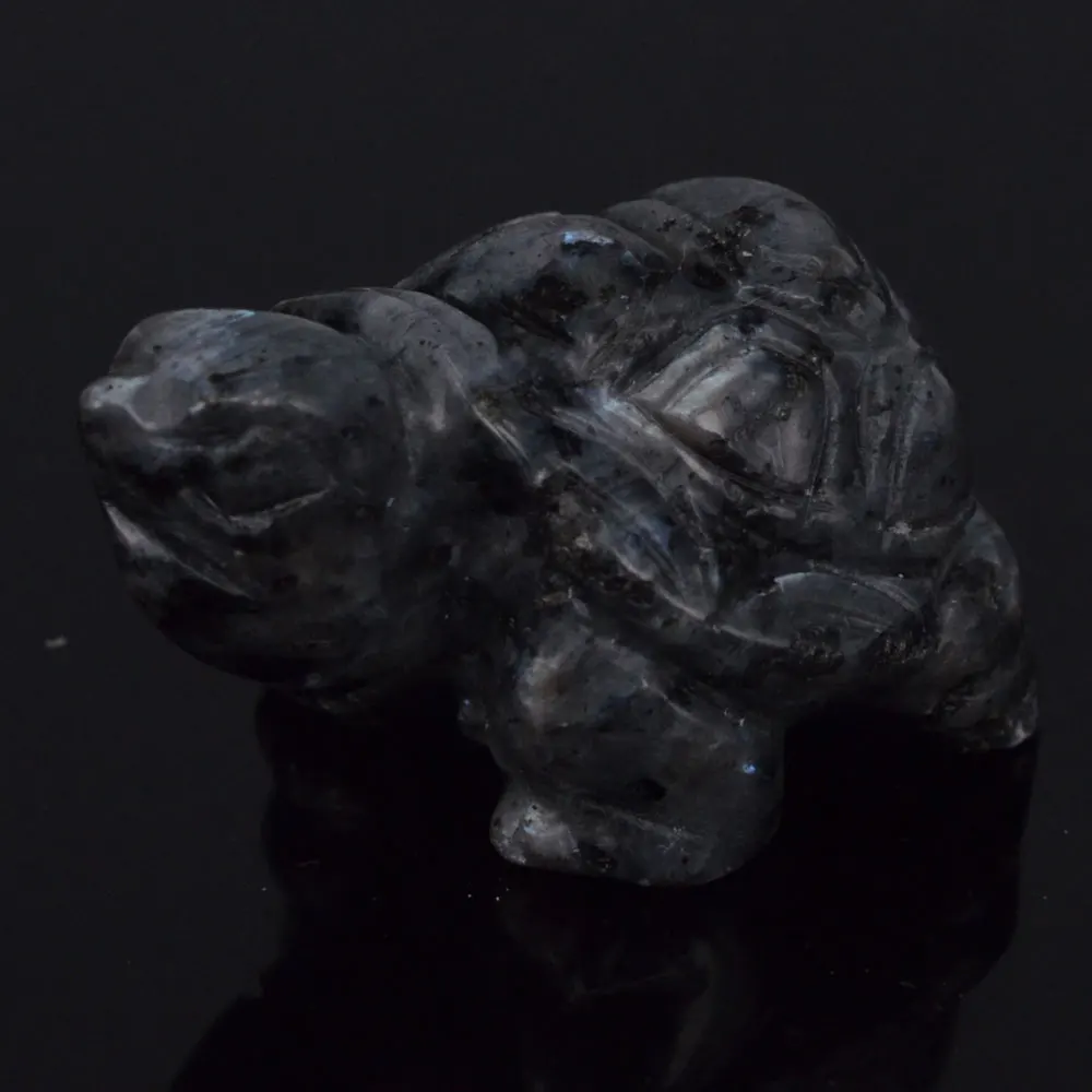 

2inch Natural LARVIKITE LABRADORITE Turtle Tortoise Gems Carving Crafts Stone Figurine Chakra Healing Reiki Stone