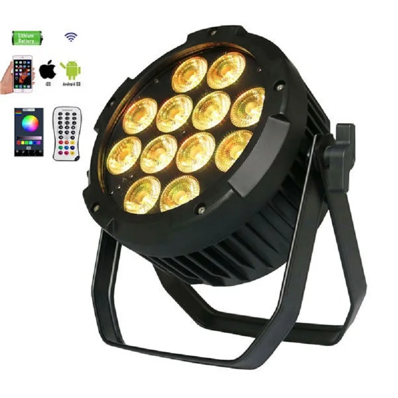 IP66 12*15 Вт RGBWA uv Беспроводная dmx Uplighting батарея работает wifi и IRC пульт дистанционного