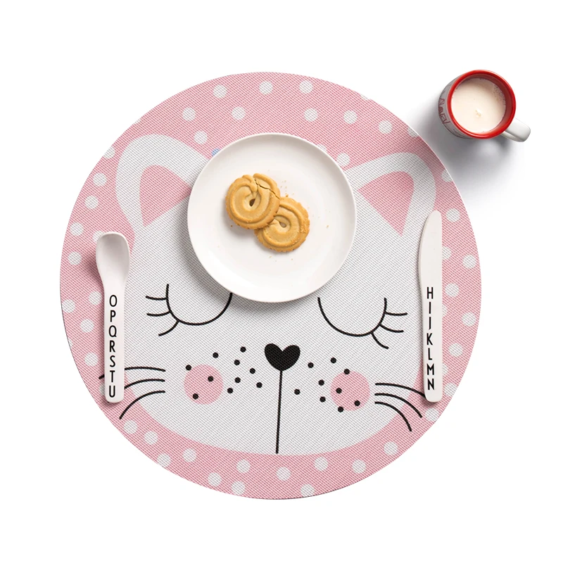 

Placemat For Dining Table Cute Cartoon Animal Pattern Placemat For Children Kids kitchen waterproof Dining Placemats Home Decor