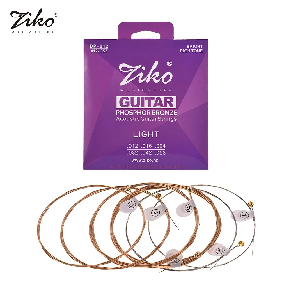 Струны для акустической гитары ZIKO DP 012 Light шестигранный сплав проволока из