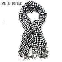 

Fashion men women spring autume houndstooth england black white colour Imitation cashmere shawl fringed keep warm plaid scarves