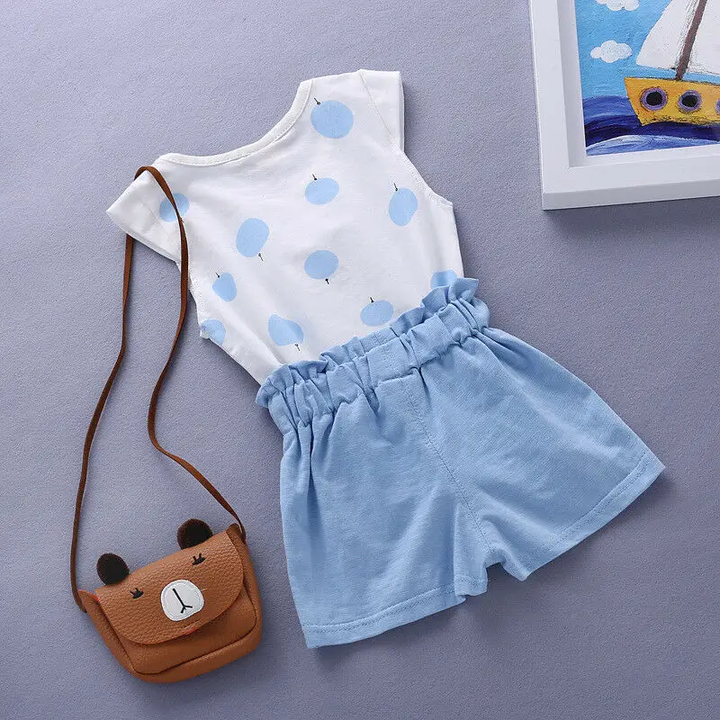 Baby Clothing Set for boy baby girls Summer tank outfits 6m 12m 2T 3T Toddler kids baby girls outfits cotton Tee+Shorts Pants clothes Set polka dot Baby Clothing Set expensive