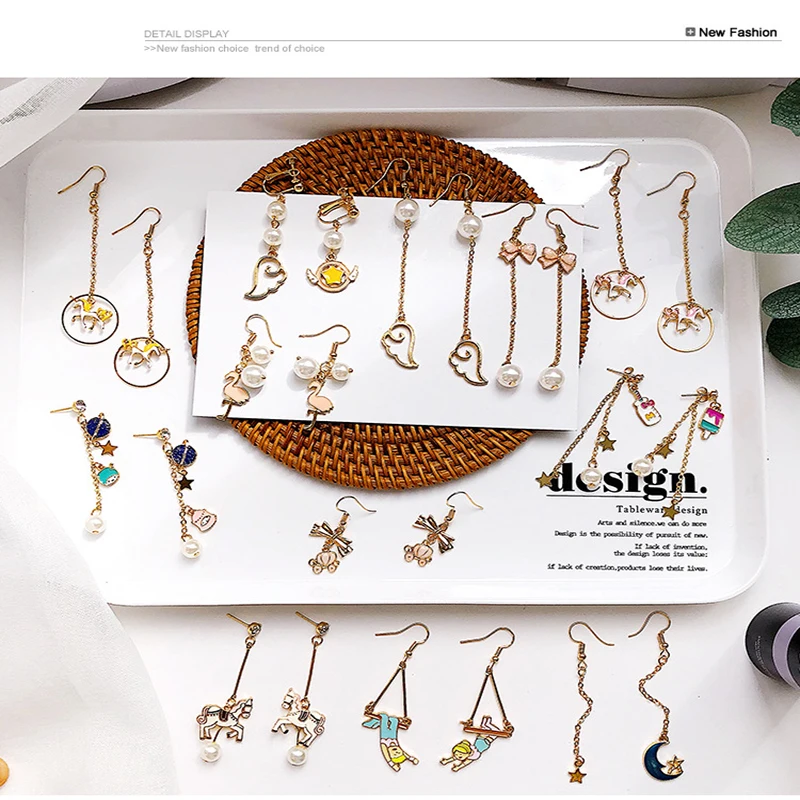 Японские длинные милые серьги ins, висячие серьги с изображением героев мультфильмов, сказочные серьги для девочек, простые женские серьги с животными