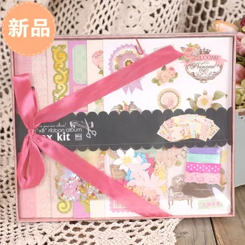 

DIY Scrapbook Albums Suit Children's Girl Photo Albums Kit Sticker Wedding Ribbon Paper Scrapbooking Lover Photo Albums Set