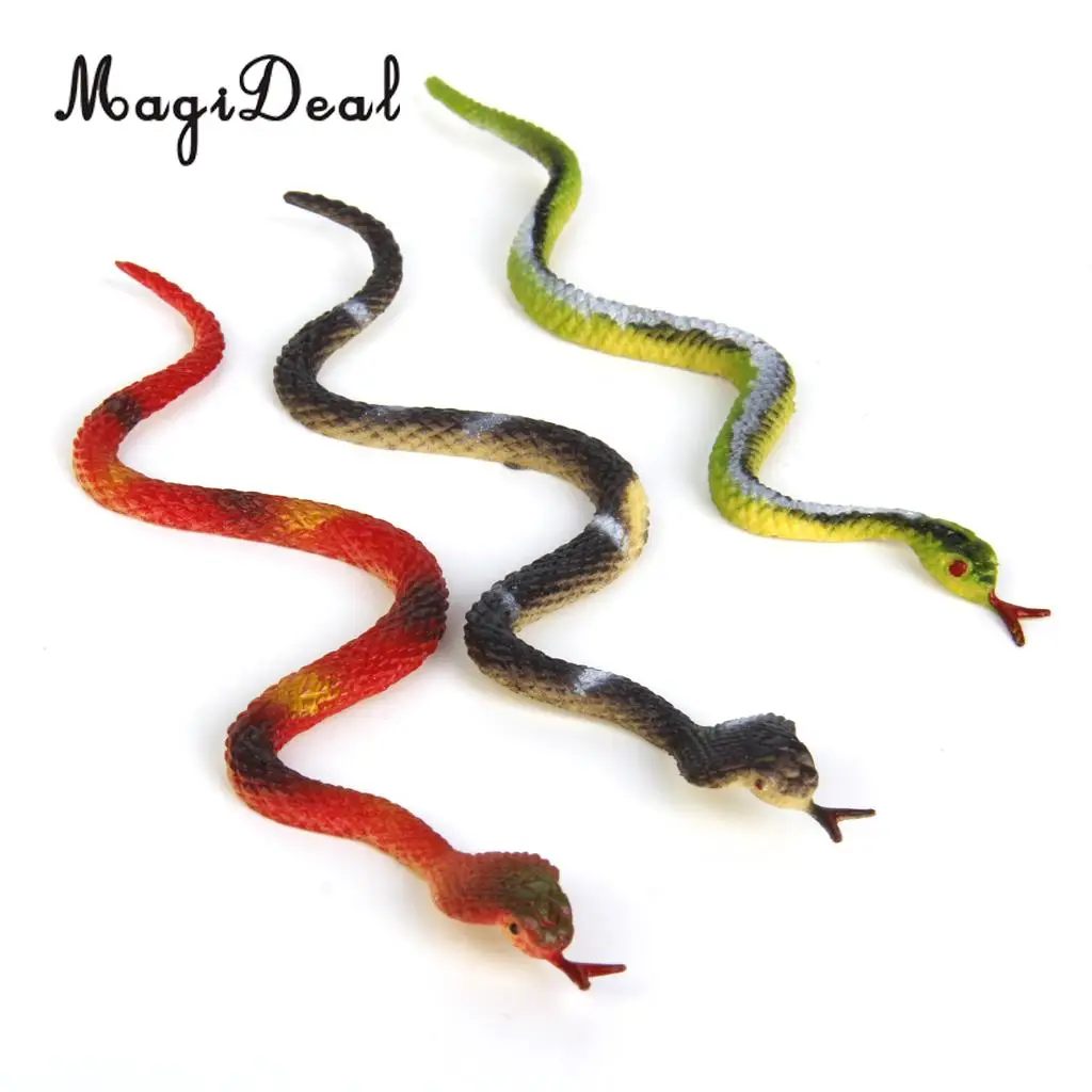 High Simulation 12Pcs Plastic Fake Reptiles Animal Snake Animal Model Toy for Children Kids Party Decor Gag Friends Gift