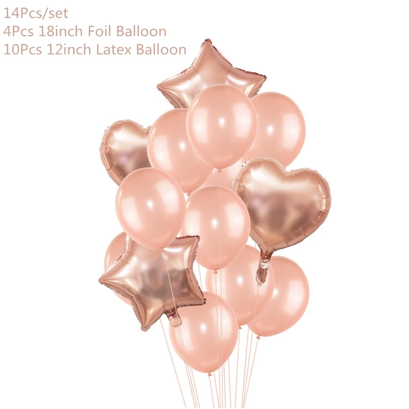 Розовое золото конфетти балоны фольга шампанское Звезда шар свадебные шары из латекса globos BabyShower День Рождения украшения принадлежности - Цвет: 14pcs set2