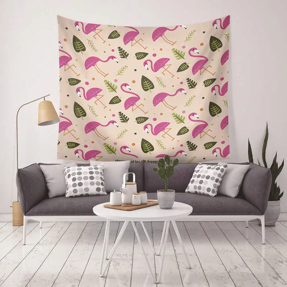 

Modern Pink Flamingo Printed Macrame Wall Hanging Tapestry Decorative Wall Tapestry Carpet Beach Towel Boho Rectangle Tablecloth