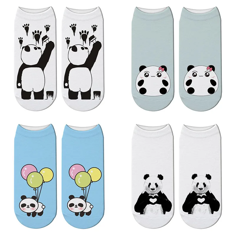 Новинка; носки с объемным принтом панды; короткие носки унисекс с изображением гигантской панды; забавные японские короткие носки Kawaii