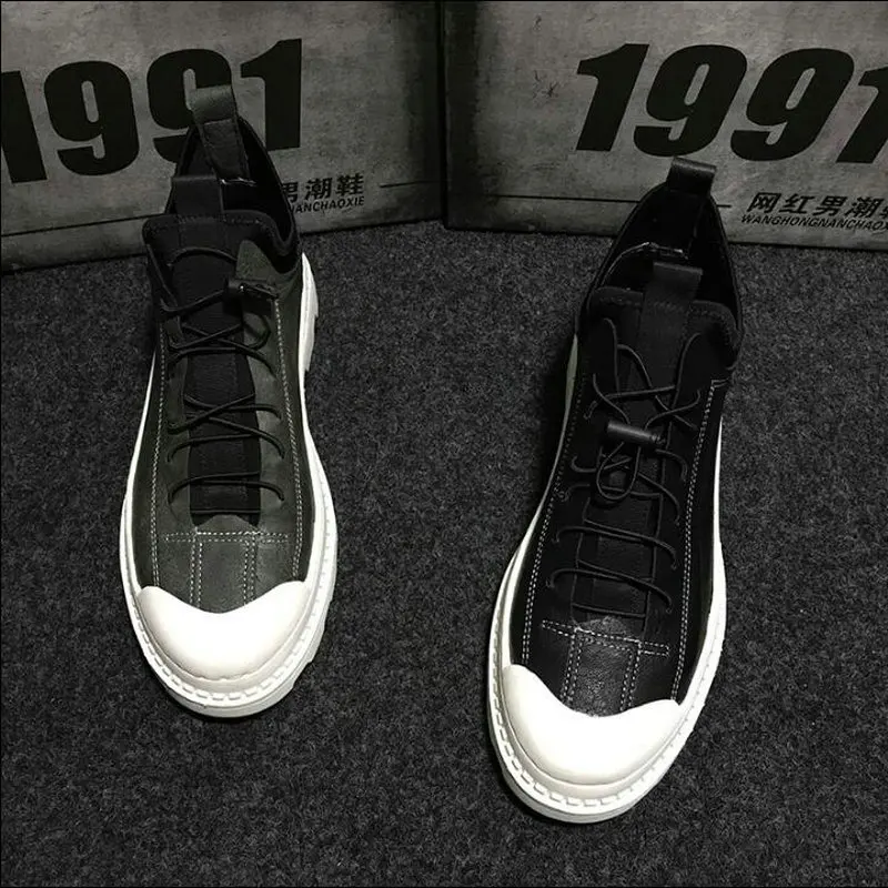 cheap Fashion Design Male Retro Sneakers Lace up Flats shoes Hip hop black gray Men Casual Shoes High Top Canvas Shoes ty67