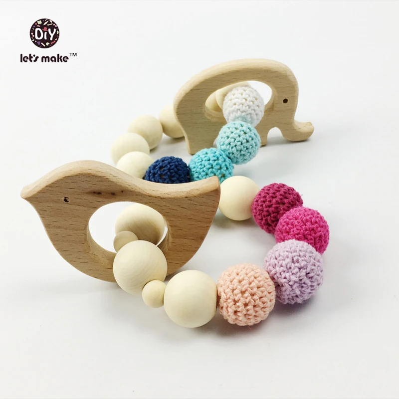 

Let's Make Wooden Baby Teether Toy Bird Elephant 1pc Nursing Necklace Wood Bead Wood Baby Mom Kids Heart Teething Bracelet