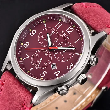 

Brand XINEW Original Design Fashion Suede Leather Band Cowboy Watches Men Luminous Casual Calendar Quartz Watch Montre Homme