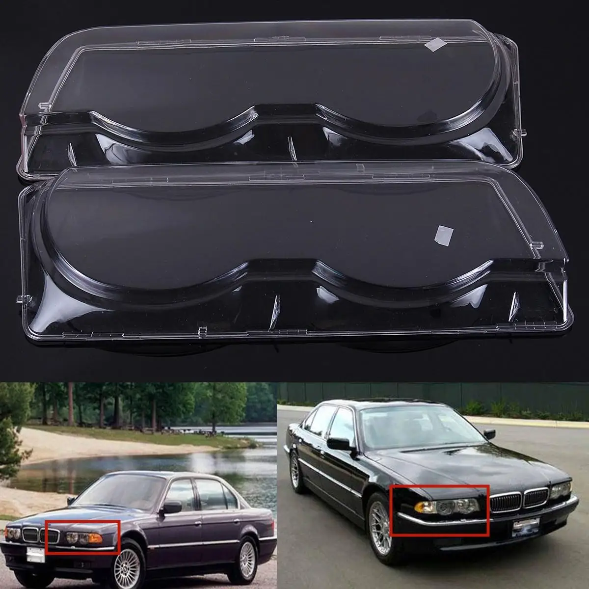

1Pcs Clear Right/Left Car Housing Headlight Lens Shell Cover Lamp Assembly for BMW 7 Series E38 Facelift 1998-2001