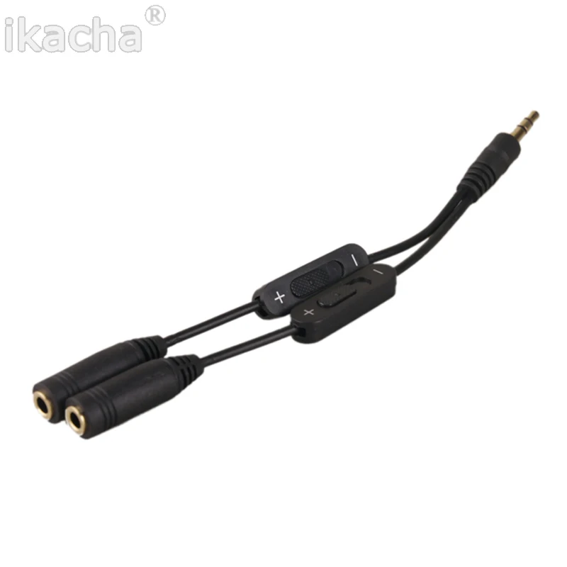 

3.5mm Male to 2 Female Stereo Audio Y Splitter Adapter Cable With Volume Control for Phone MP3 MP4 MP5 PC Laptop