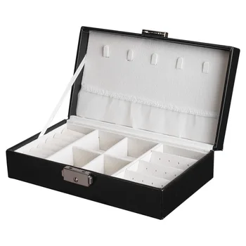 

Travel Jewelry Box Women Leather Rectangle Packaging Necklace Rings Earrings Storage Organizer Display