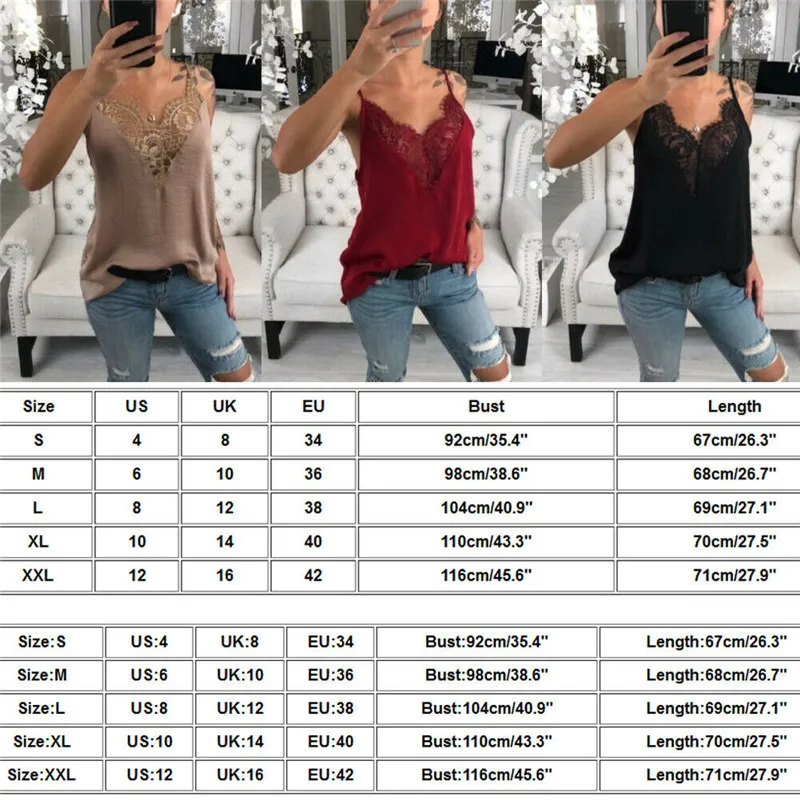 UK Women Lace Vest Ladies Sexy Summer Strappy Camisole Casual Basic Women Tee