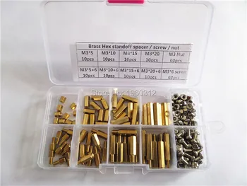 

200pcs M3 PCB Hex Male Female Threaded Brass Spacer Standoffs / Screw / Nut Assortment Set kit