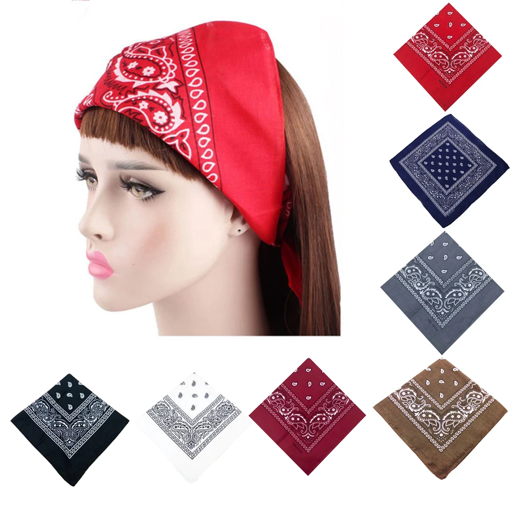 100% Cotton Paisley Bandanas Double Sided "Black" Handkerchief Headscarf