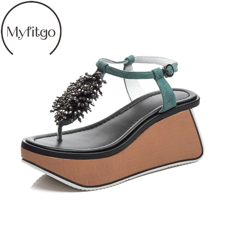 

Myfitgo Women Summer Shoes Strange Heels Ladies Sweet Wedge Platform Sandals Girls Fashion Beads Fringe Female Sandalias mujer