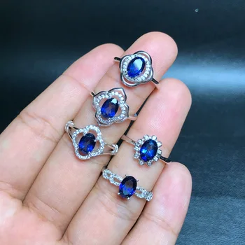 

[MeiBaPJ] 5 Styles Natural Tanzanse Blue Topaz Gemstone Ring for Women Real 925 Sterling Silver Fine Party Jewelry