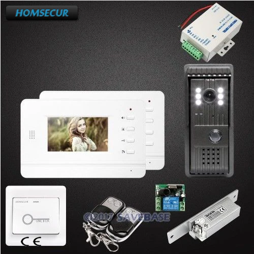 

HOMSECUR 1V2 Kit 4.3" Video Door Entry Phone Call System Electric Lock Supported for House/ Flat