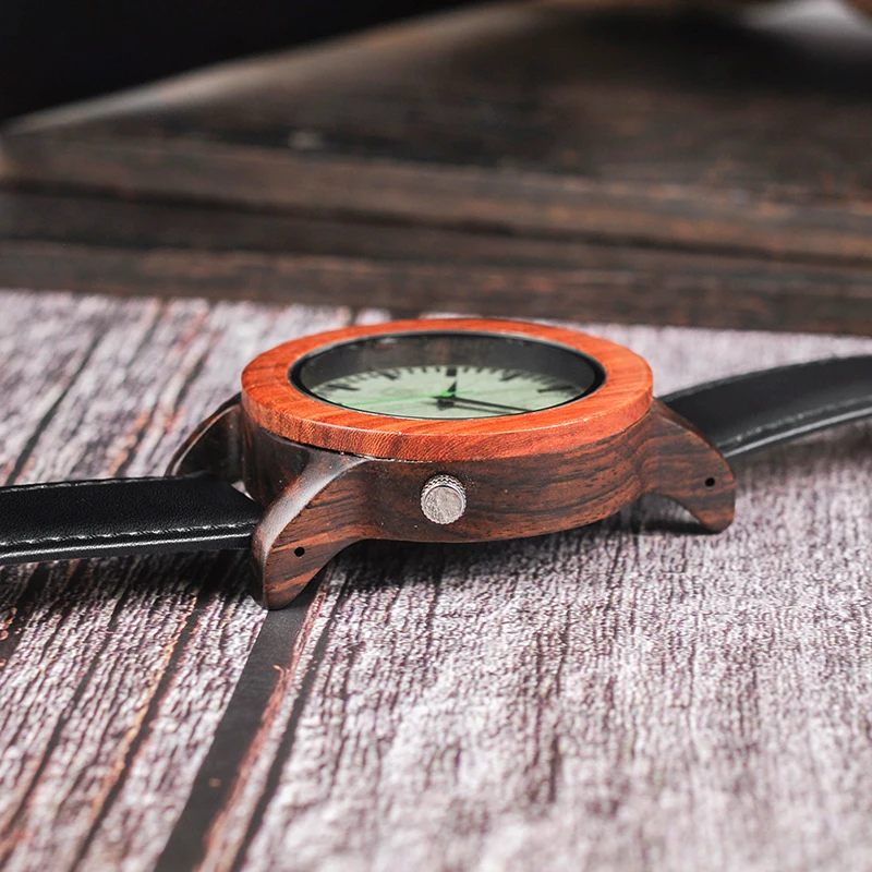 BOBO BIRD Two Tone Wooden Watches for Men Oversize Style Leather Quartz Watch in Wooden Gift Box