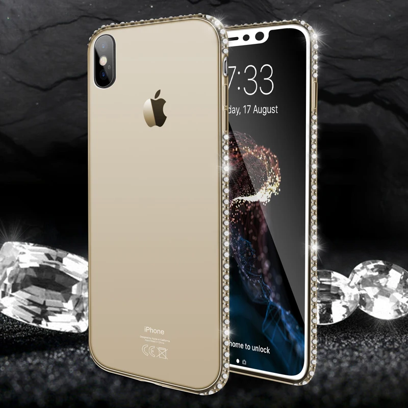 Чехол для телефона Moskado для iPhone 11 Pro 7 X XR XS MAX 8 6 6s Plus 5 SE Блестящий Алмазный прозрачный Кристальный Мягкий ТПУ задний чехол s - Цвет: Gold