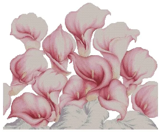 CS-2882 Cross Stitch Kit Pink Calla Lilies Lily Flower Bouquet