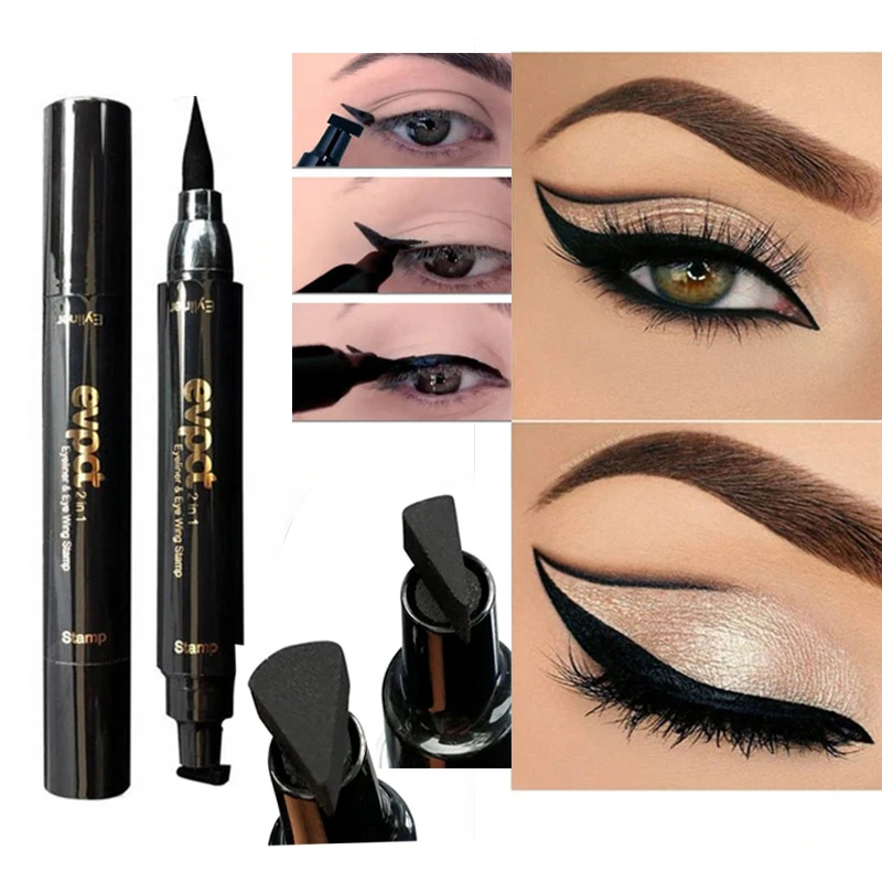 

Liquid Eyeliner Stamp Seal Pencil Double Head Makeup Quick Dry Waterproof Wing Eye Liner Eye Pencil Beauty Black Eyeliner Pen
