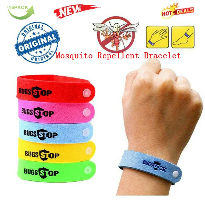 

15pcs Anti Mosquito Bug Repellent Wrist Band Bracelet Insect Nets Bug Lock Camping Safer Anti Mosquito Bracelet Dropshipping