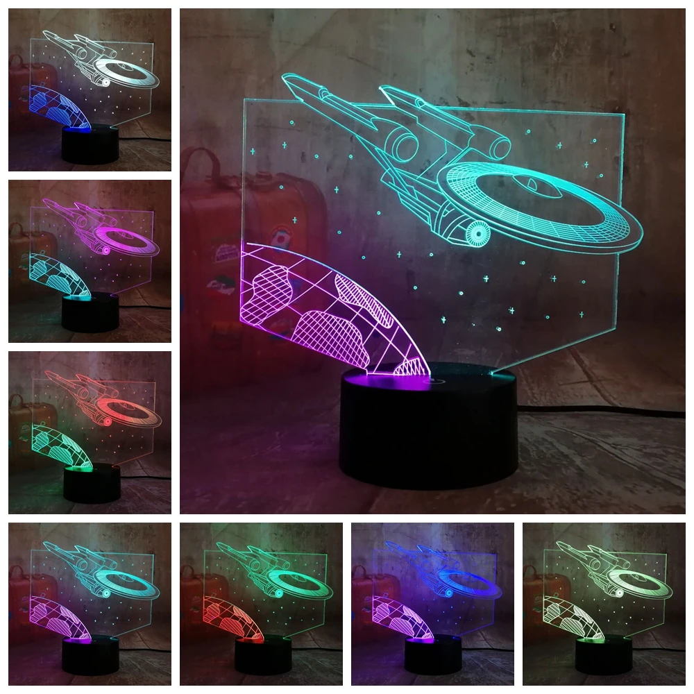 

Star Trek Spaceship 3D LED Mixed Dual Color Change Star Wars RGB Night Light Desk Lamp Christmas Gift Home Decor Kids Boy Toys