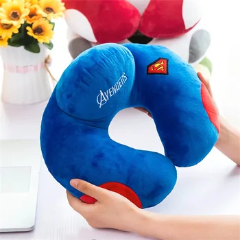 

Superman Captain America Iron Man Great White Cartoon U-shaped Pillow Neck Pillow Nap Office Pillow Travel Driving Neck Care