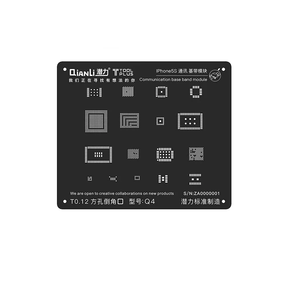 

Qianli Communication Base Band Module Reballing Stencil Square Hole Black Stencil for iPhone 5S 6 6S 7 8 Communication Base Band