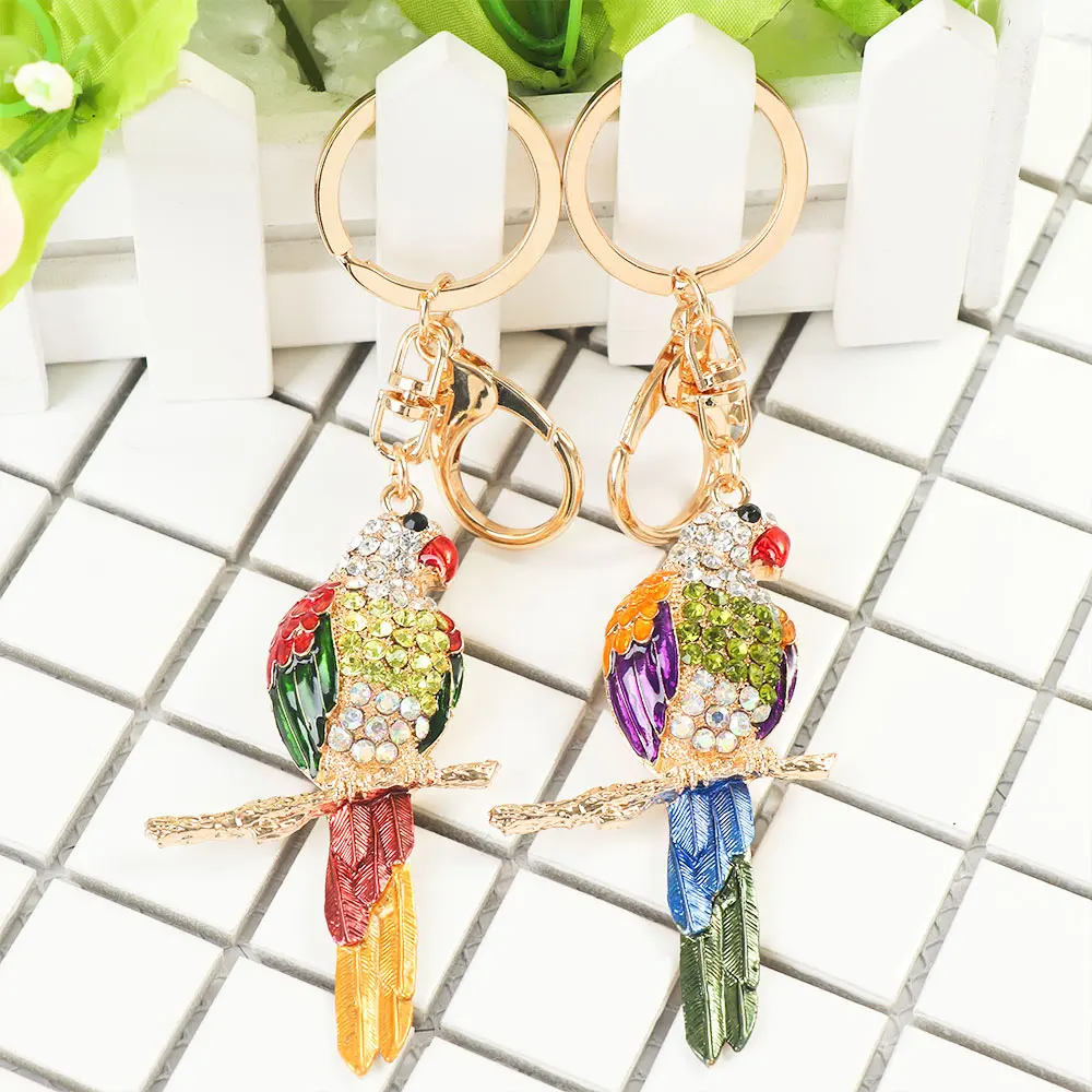 

Creative Animal Enamel Parrot Metal Key Chain Key Ring Pendant Women Girl Gift HandBag Keychains Car key Charms Jewelry